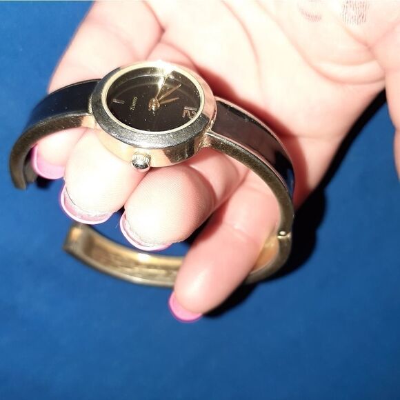 Black and silver hinged bangle watch main image 5